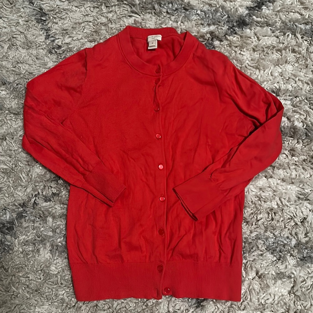 J Crew Factory The Clare Cardigan Orange Button Down Small Women’s